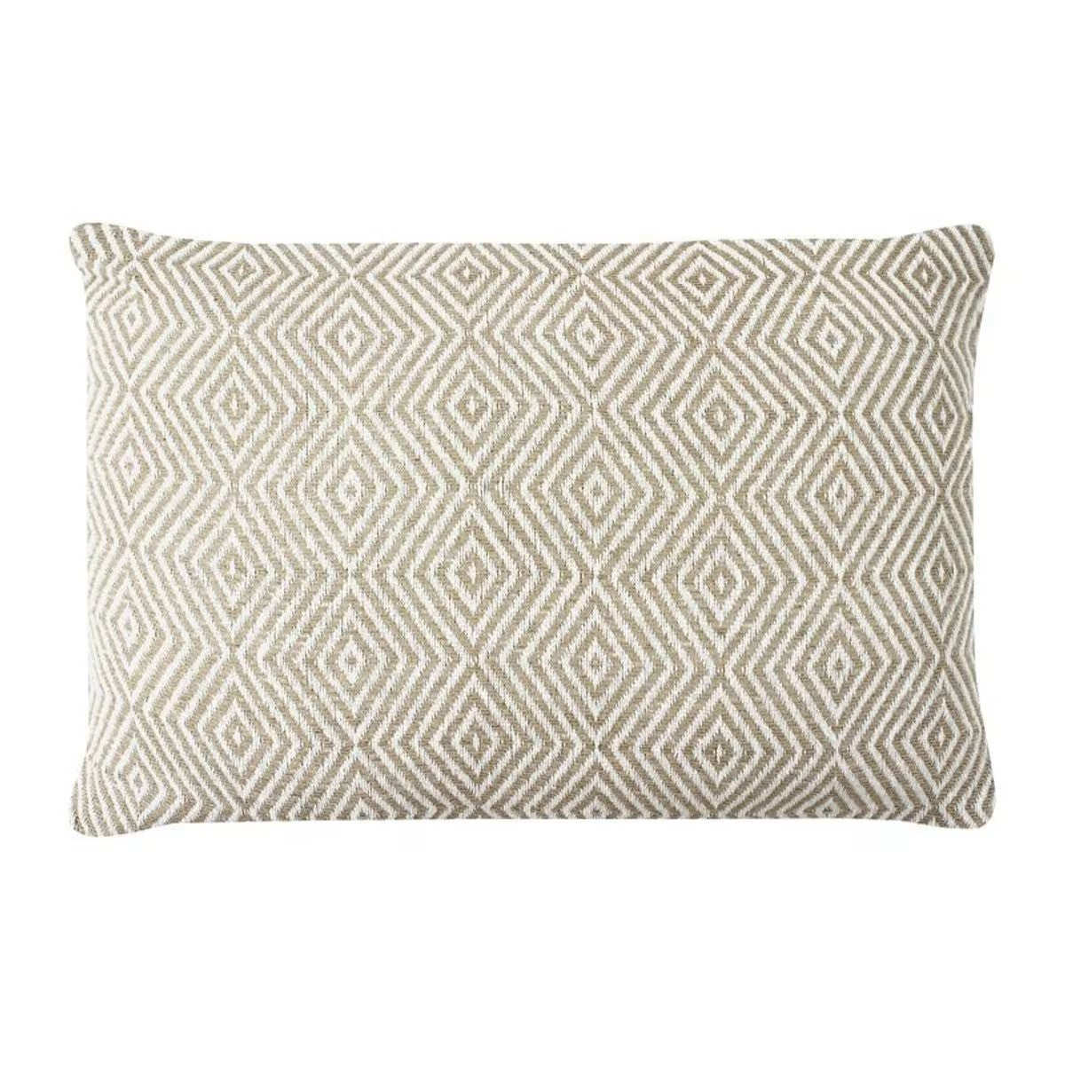 Coussin Japandi motif ikat blanc et beige – ESCAPADE