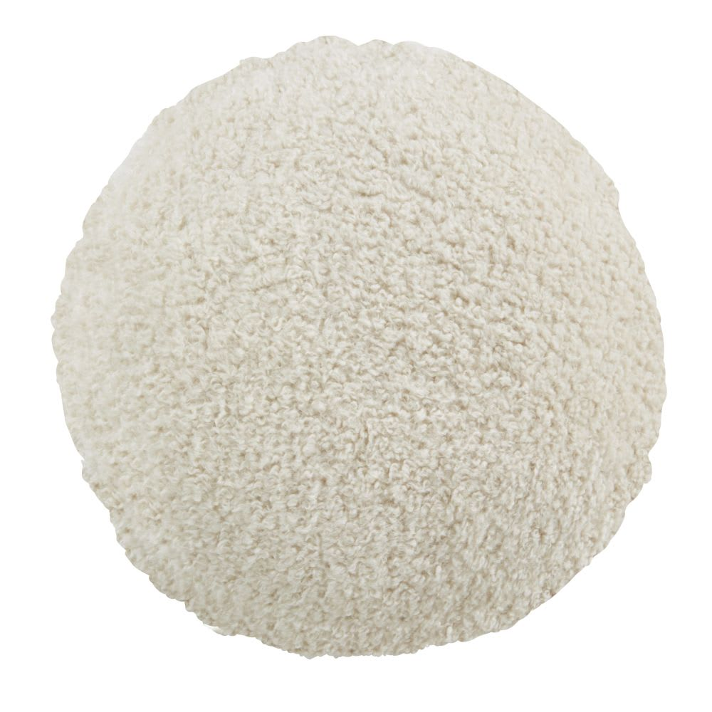 Coussin Rond Japandi effet laine bouclée écru – IGNACIO
