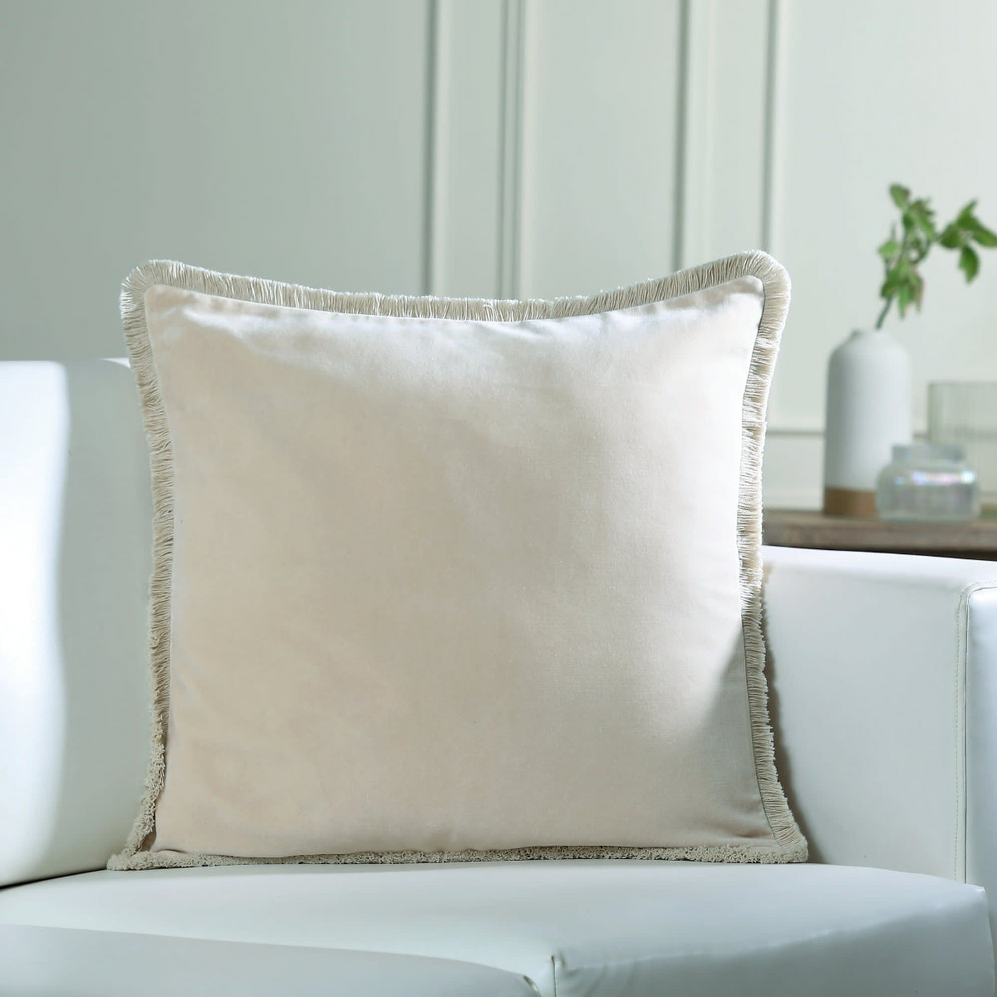Coussin Velours de Coton Craie 50x50 Japandi – Riva