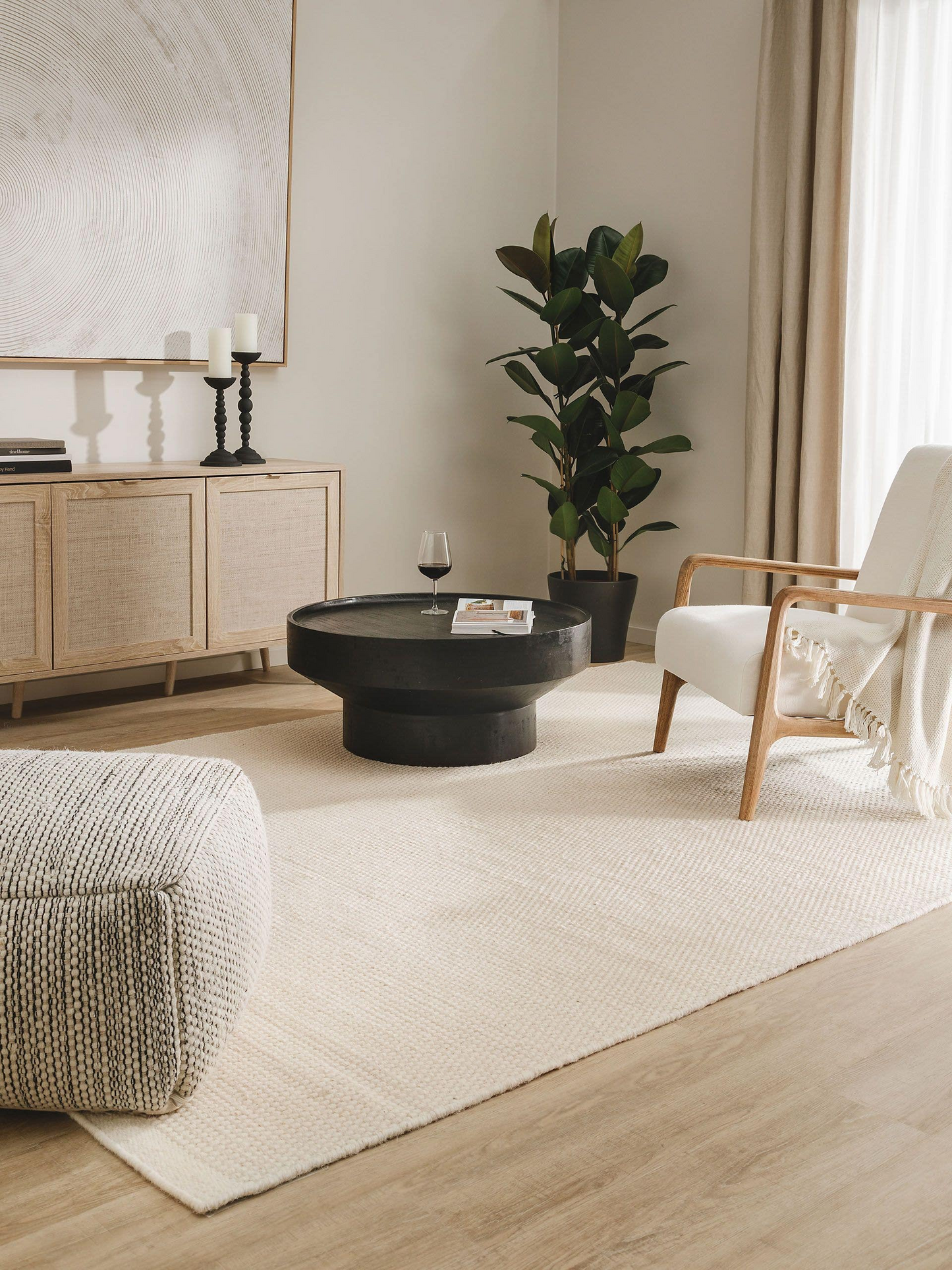 Tapis Japandi Laine Blanc – Rocco