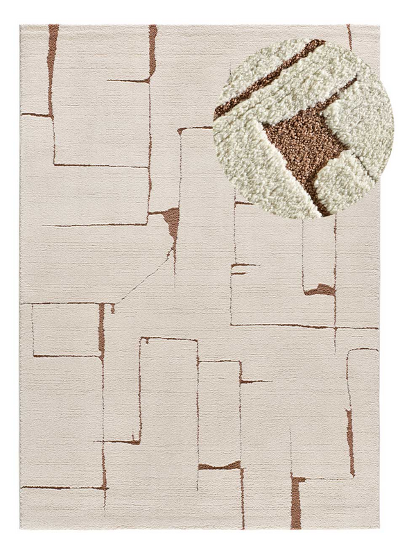 Tapis Japandi Relief Crème Rouille – Candela