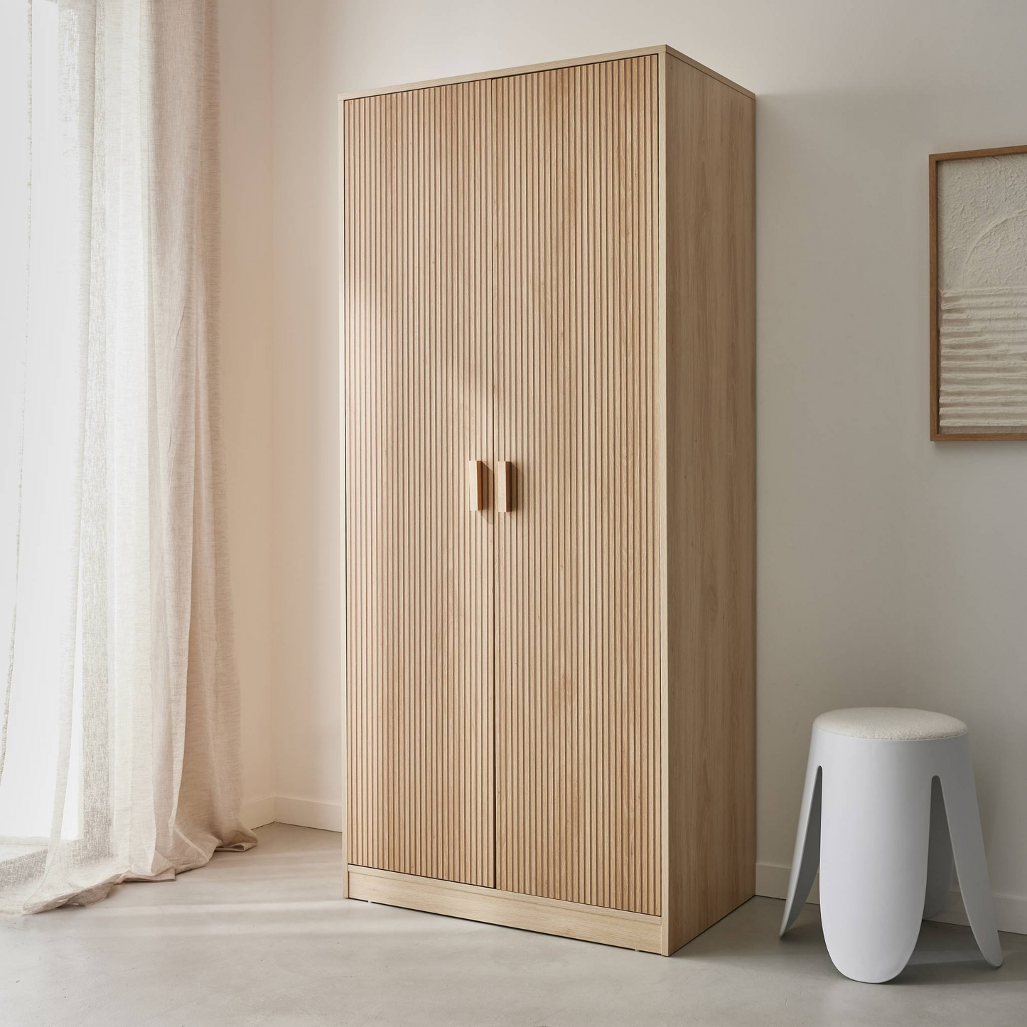 Armoire Japandi 2 portes penderie et rangements – Linear