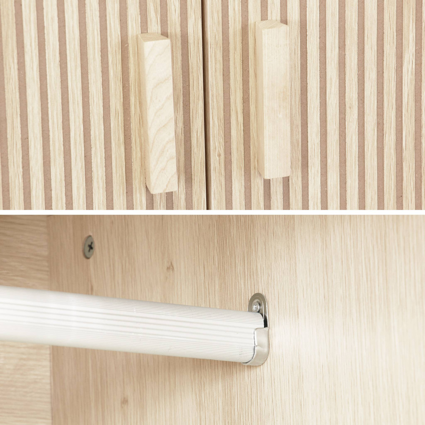 Armoire Japandi 2 portes penderie et rangements – Linear