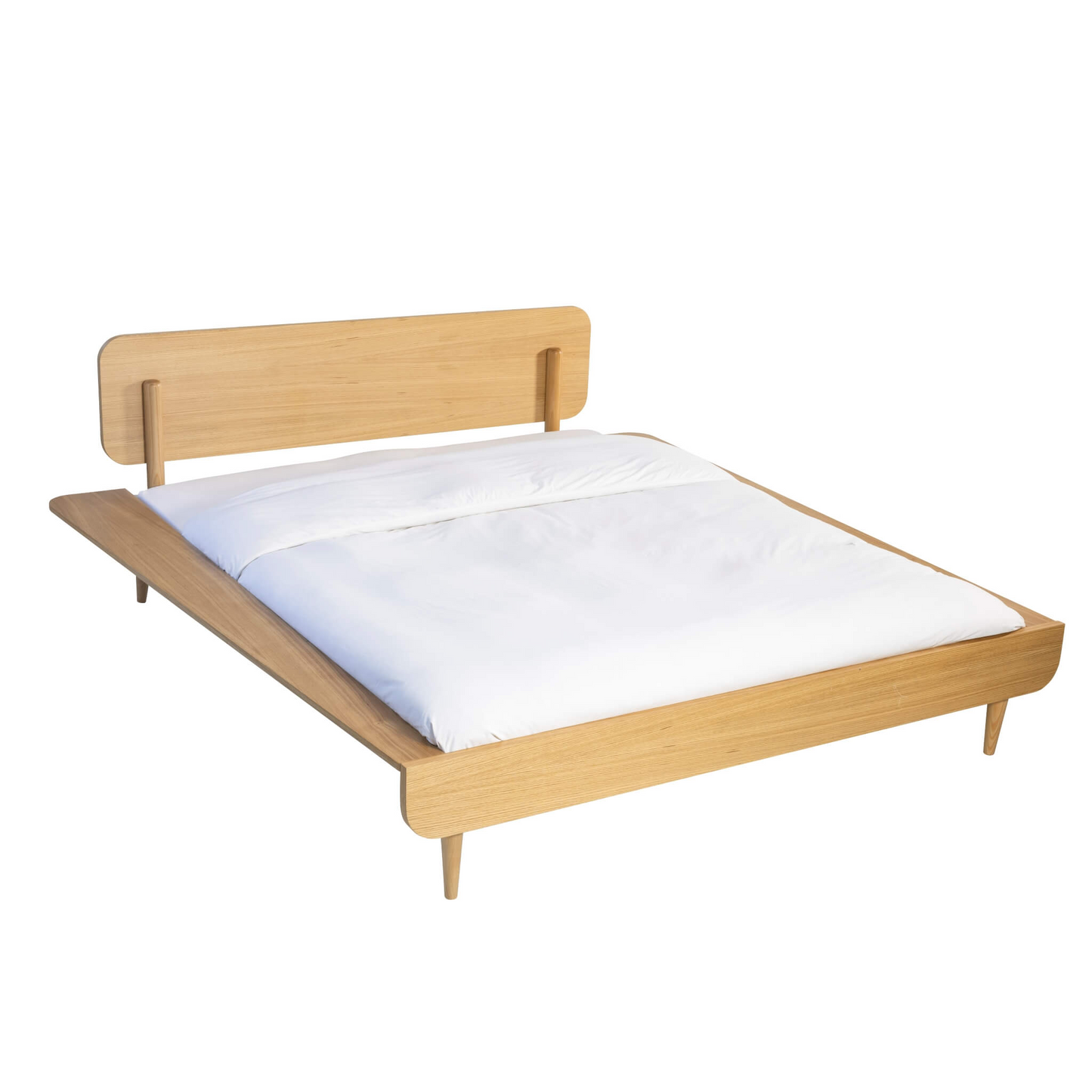 Ensemble Lit et Tête de Lit Japandi en Bois Naturel – Nom du Produit