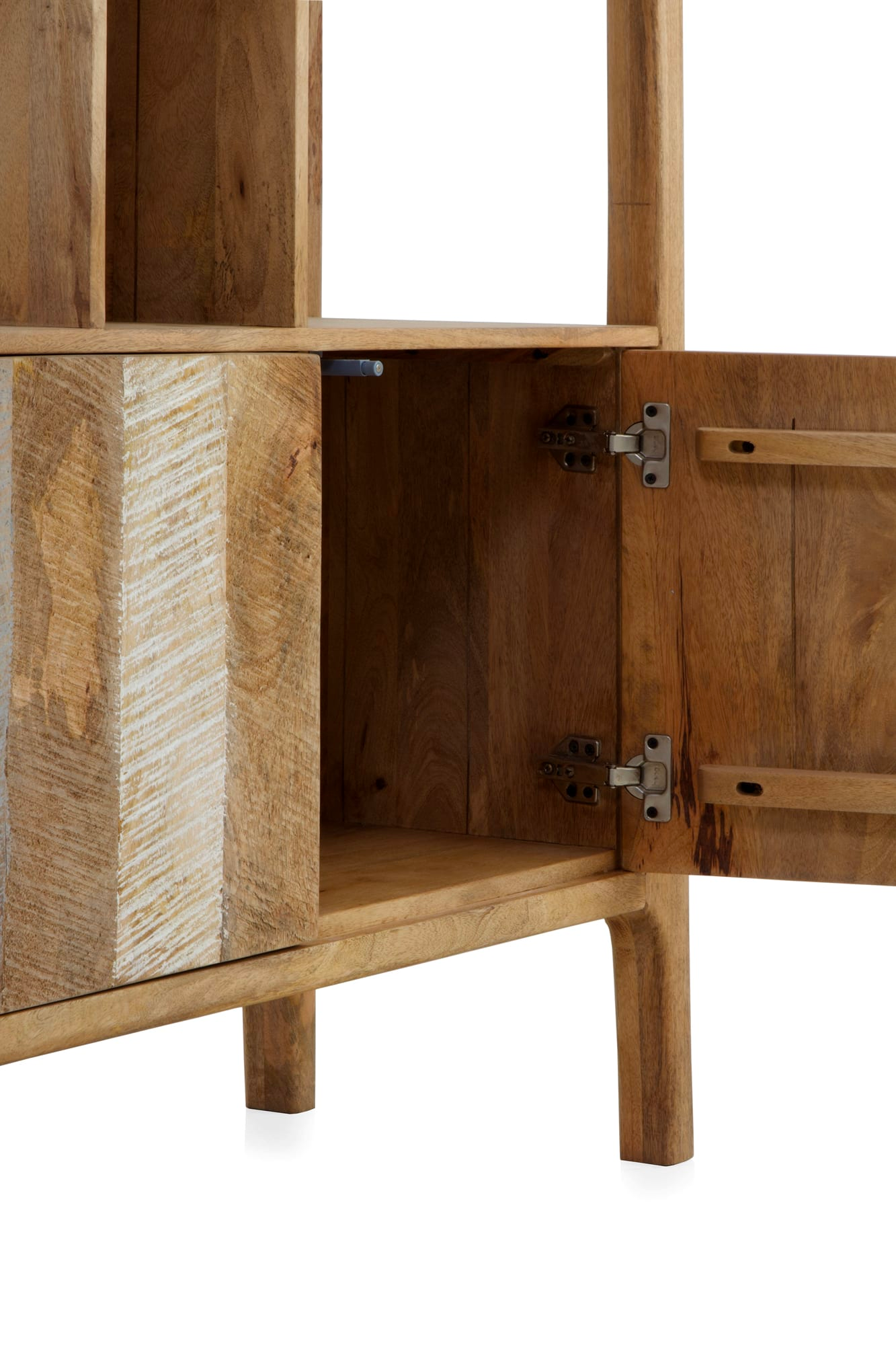 Étagère Japandi en bois de manguier massif marron clair