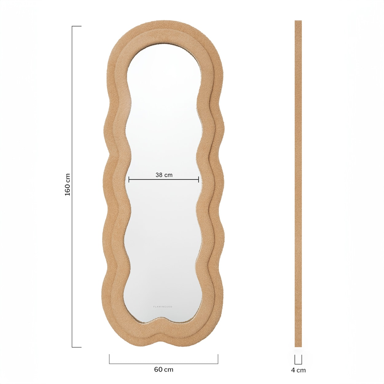 Miroir Mural Asymétrique Japandi grand 160x60 cm marron – Teddy
