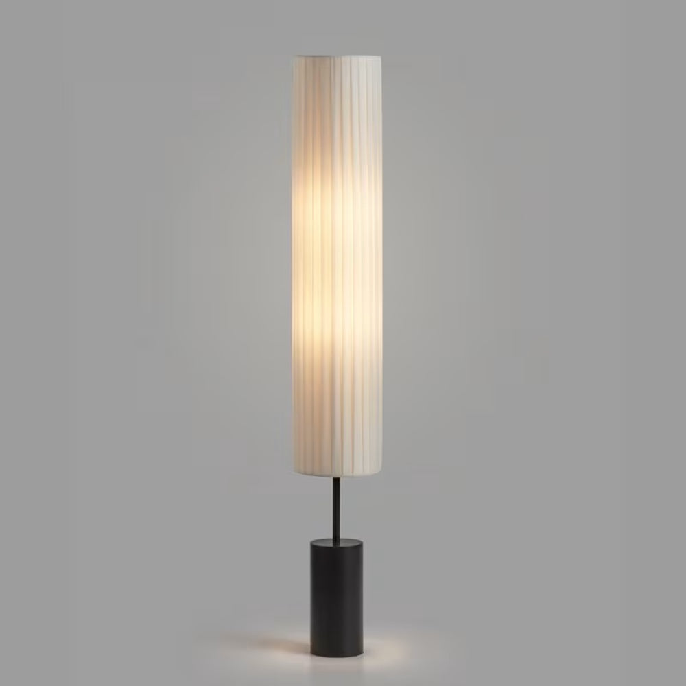 Grande lampe à poser Japandi métal noir, abat-jour plissé crème – Tabata