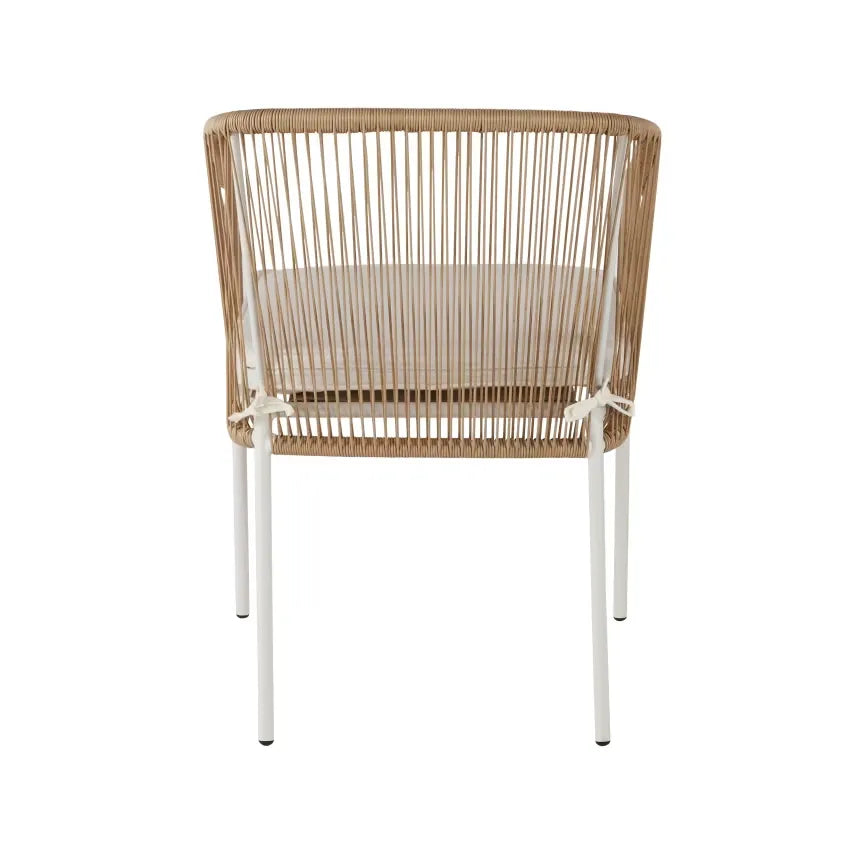 Fauteuils de table Japandi Résine Rotin Imitation & Métal Blanc – Arun