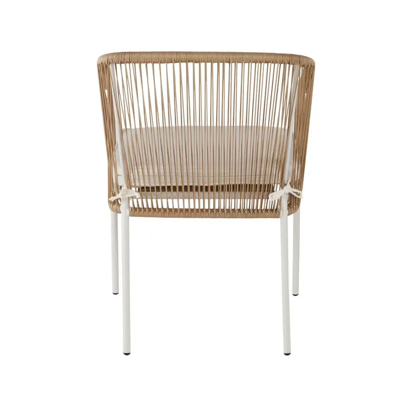 Fauteuils de table Japandi Résine Rotin Imitation & Métal Blanc – Arun
