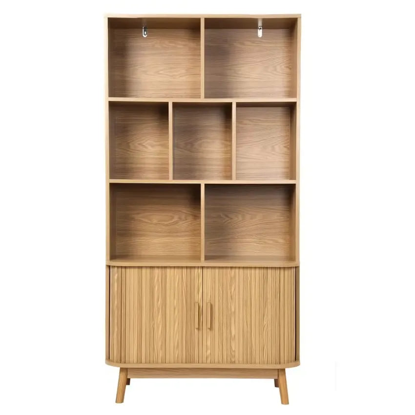 Bibliothèque Japandi 2 Portes Coulissantes Effet Bois Clair H157 – Ernest