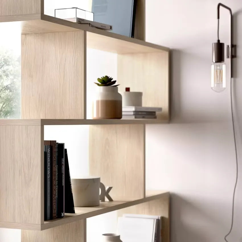 Bibliothèque Japandi Effet Bois Beige 149×25 – Dfomme