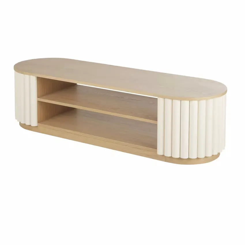 Meuble TV Japandi Rondins Blancs – Caldera