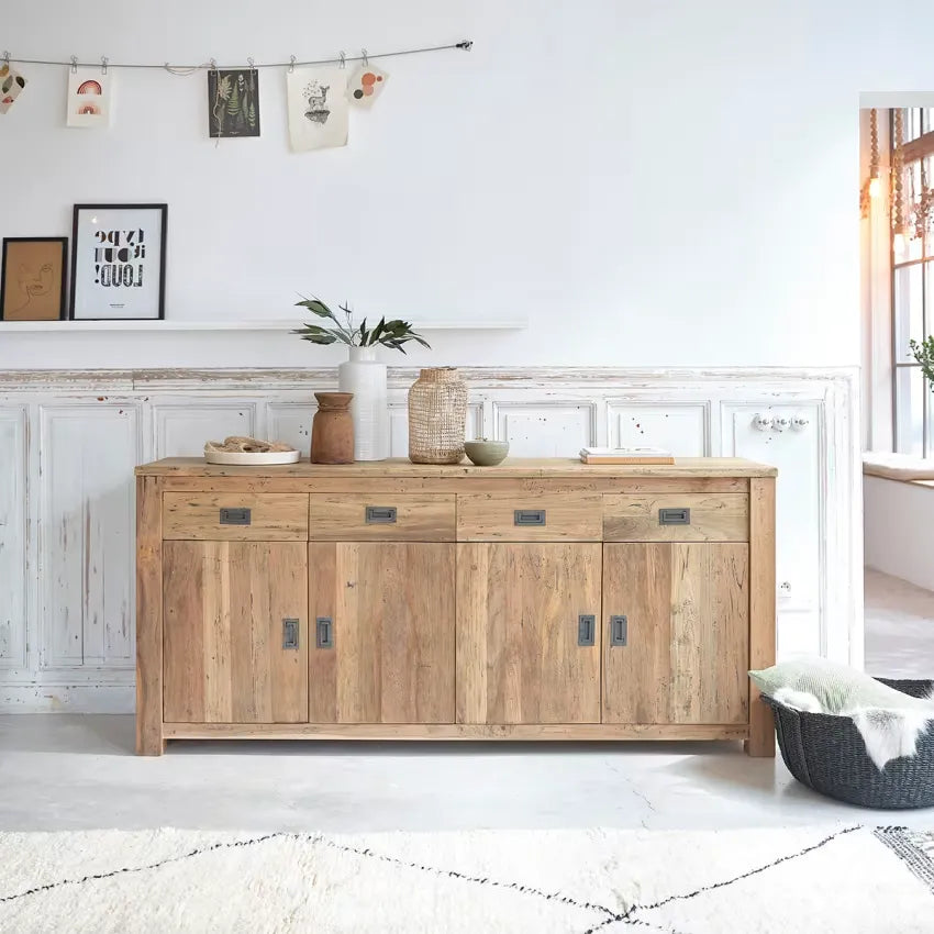 Buffet Japandi Teck Recyclé Massif 200 cm – Cargo