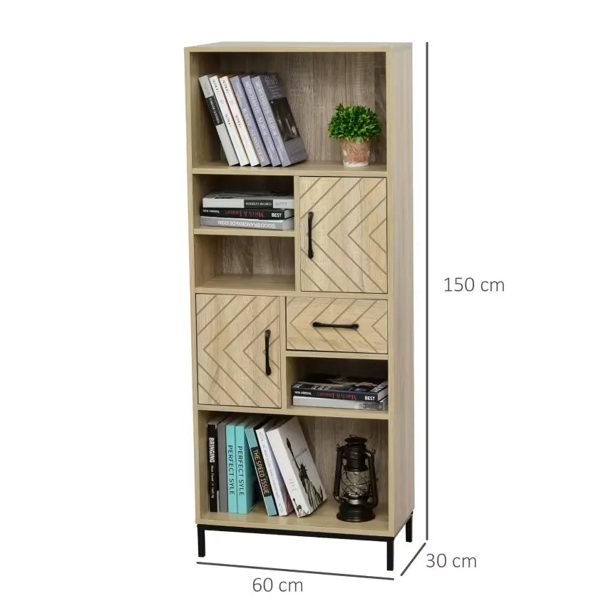 Étagère Japandi 2 Niveaux & Niches Chêne – Homcom