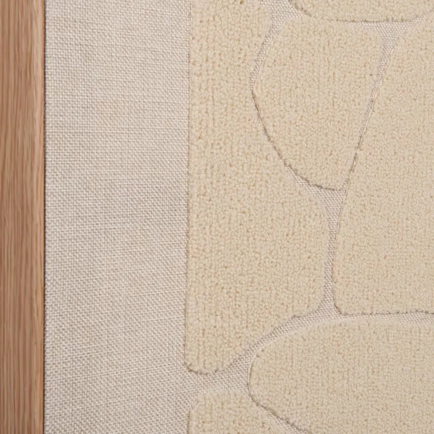 Toile Japandi Tissu Brodé Bouclette Beige 36x60 – Maher