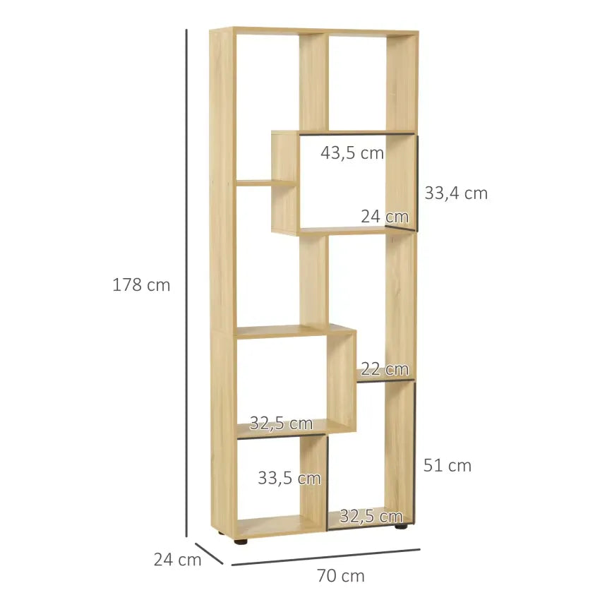Étagère Japandi Zig-Zag Chêne Clair – Homcom