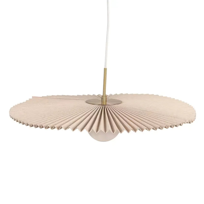 Suspension Japandi Polyester Recyclé Plissé Blanc Cassé & Globe Verre Opaque – Beryl