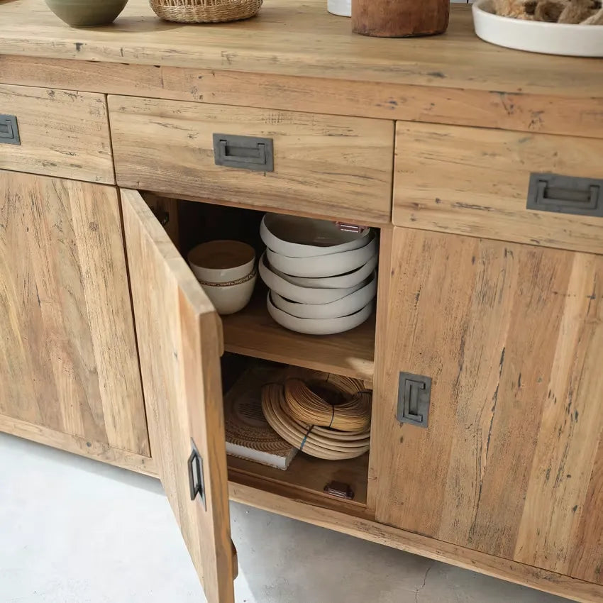 Buffet Japandi Teck Recyclé Massif 200 cm – Cargo