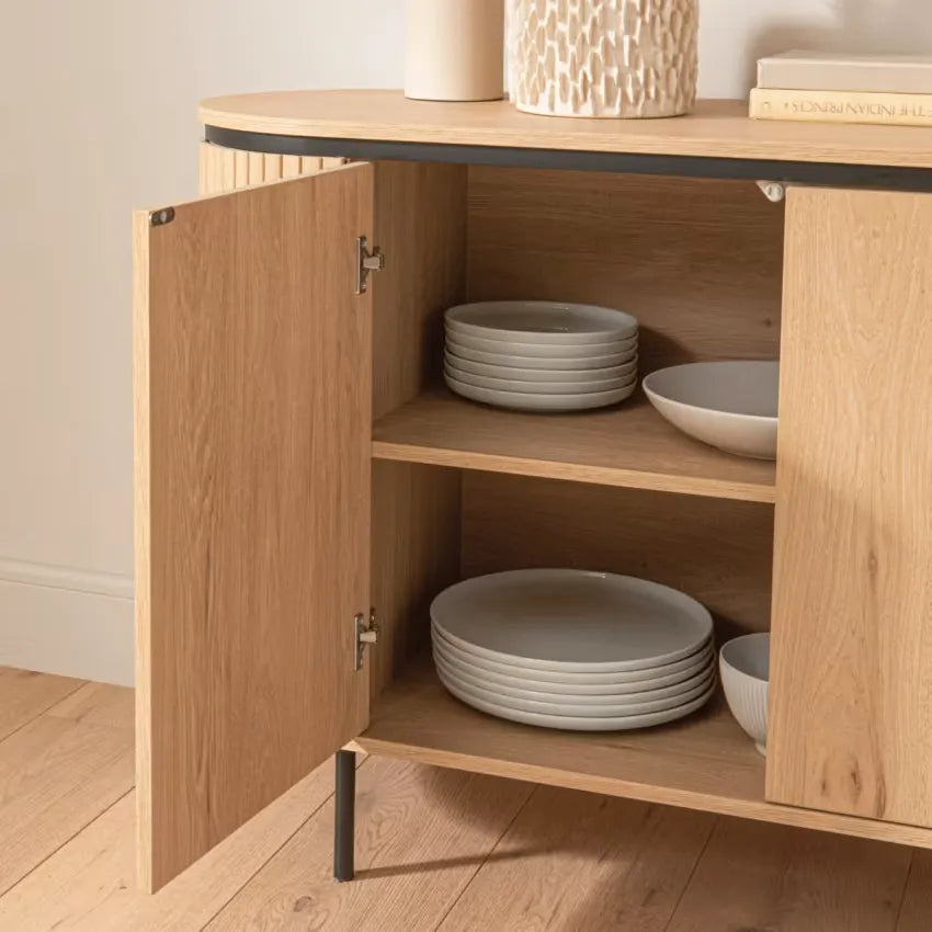 Buffet Japandi 2 Portes Effet Bois Clair 120 cm – Malaga