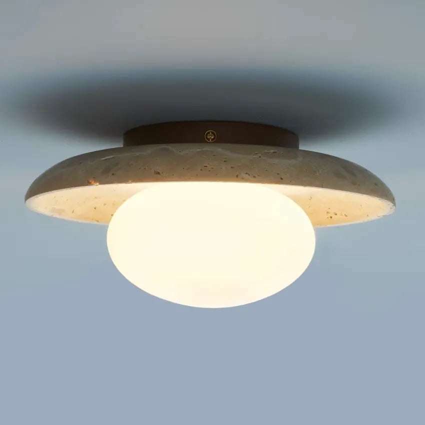 Plafonnier Japandi Verre Beige/Blanc & Bois – Jio