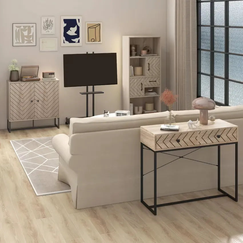 Étagère Japandi 2 Niveaux & Niches Chêne – Homcom
