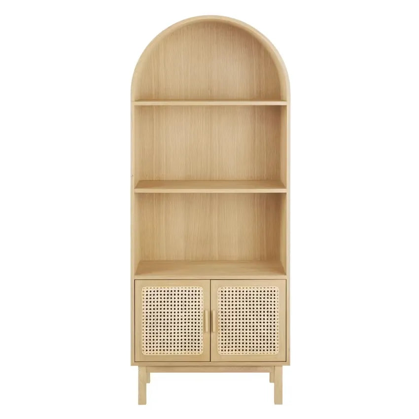 Bibliothèque Japandi 2 Portes 3 Niches Cannage Rotin – Canopy