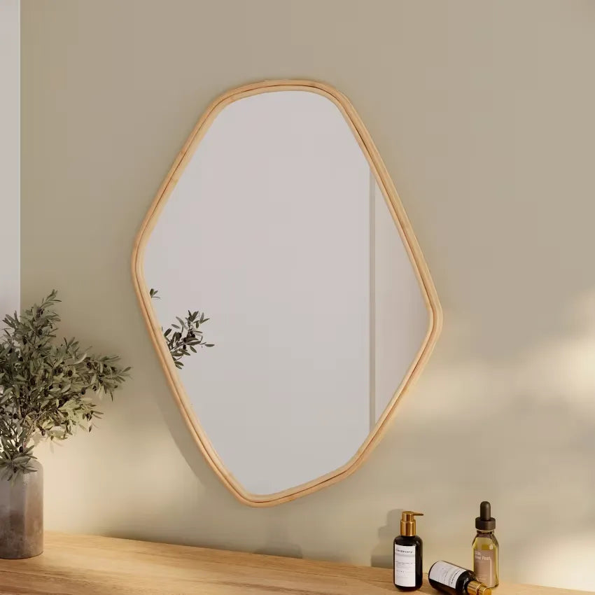 Miroir Japandi Organique Rotin 76,5×53 – Tseri