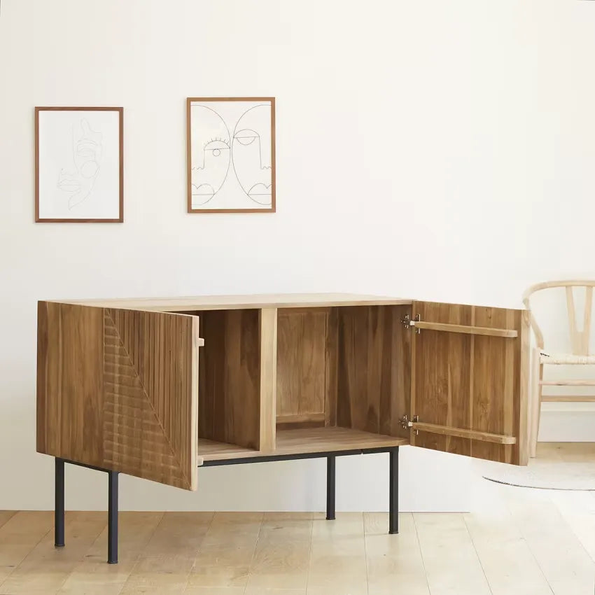 Buffet Japandi Teck Massif & Métal 120 cm – Portland