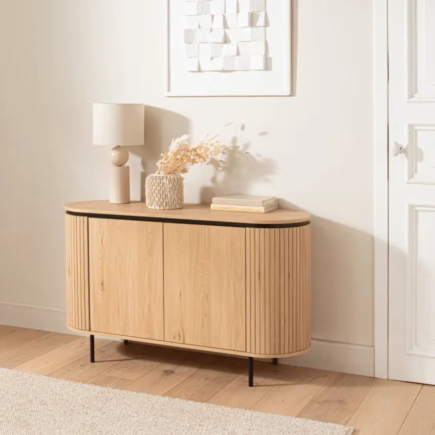 Buffet Japandi 2 Portes Effet Bois Clair 120 cm – Malaga