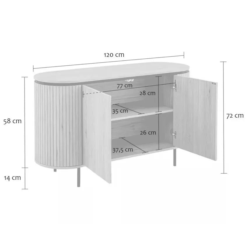 Buffet Japandi 2 Portes Effet Bois Clair 120 cm – Malaga