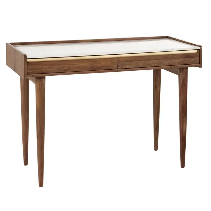 Bureau Japandi Acacia Massif & Marbre Blanc – Cappuccino