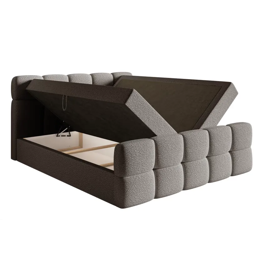 Lit Japandi 180x200 Bouclette Grise – Cloudy