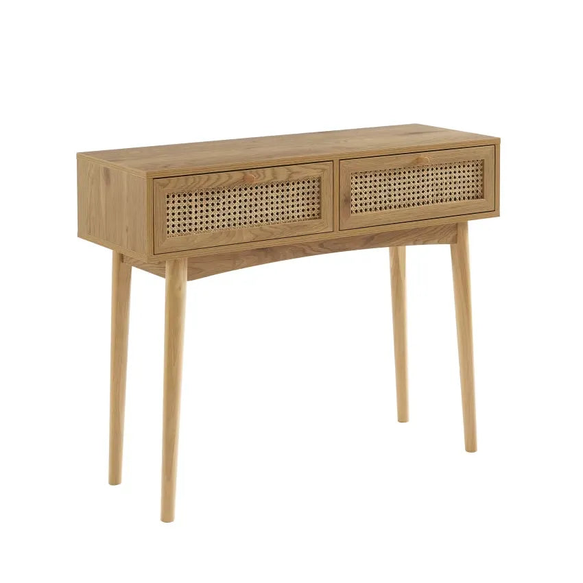 Console Japandi Chêne & Cannage Rotin 100 cm – Ines
