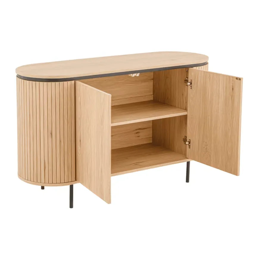Buffet Japandi 2 Portes Effet Bois Clair 120 cm – Malaga