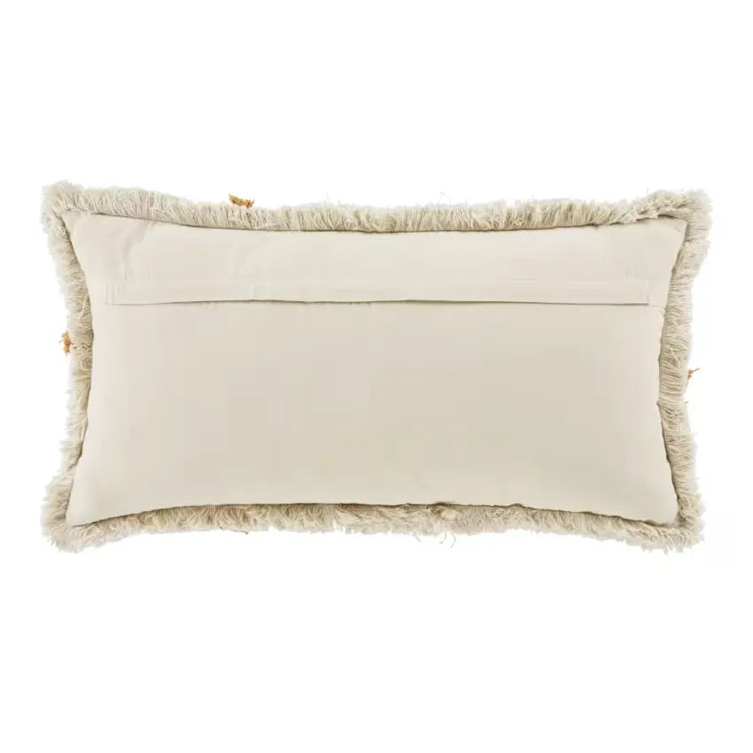 Coussin Japandi Coton Beige Écru & Orange 40×75 – Lizene