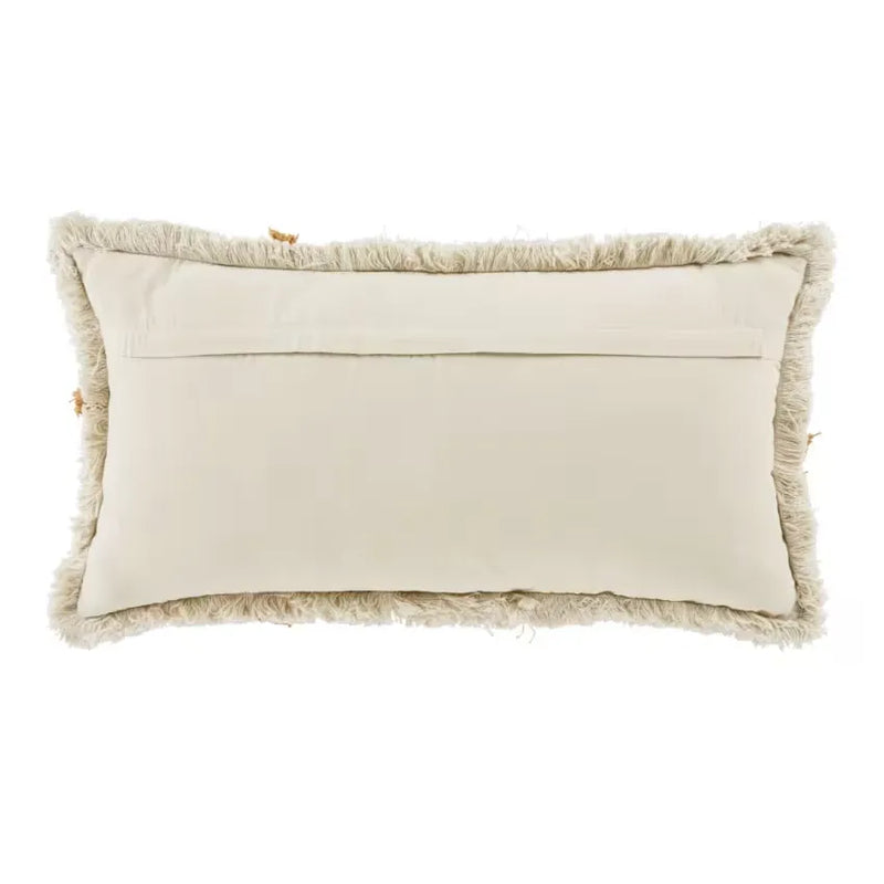 Coussin Japandi Coton Beige Écru & Orange 40×75 – Lizene