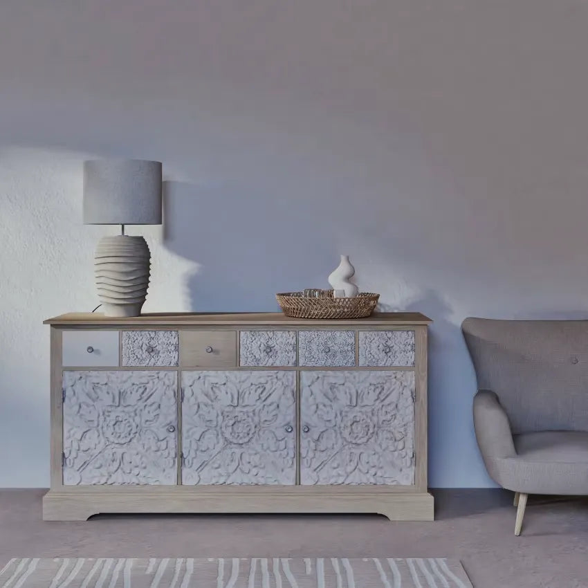 Lampe Japandi Bouleau Motif Vague & Lin Crème – Sorelle