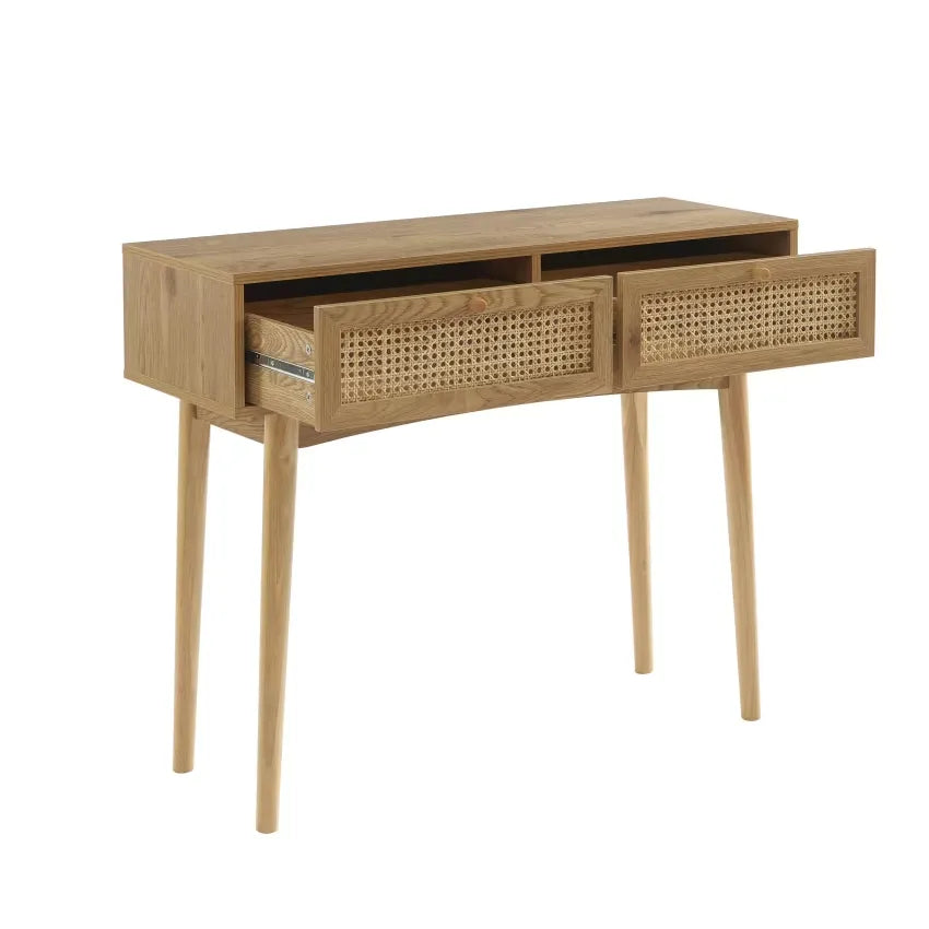 Console Japandi Chêne & Cannage Rotin 100 cm – Ines