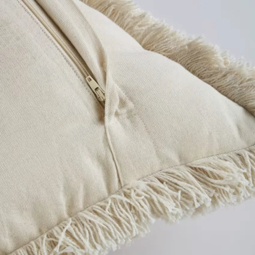 Coussin Japandi Coton Beige Écru & Orange 40×75 – Lizene
