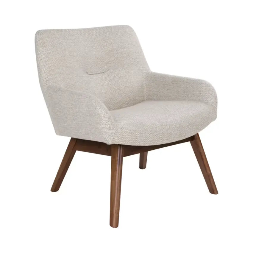 Fauteuil Japandi Tissu Écru & Bois Naturel – London