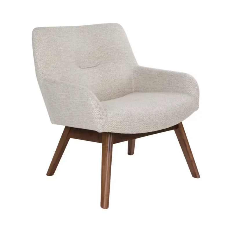 Fauteuil Japandi Tissu Écru & Bois Naturel – London
