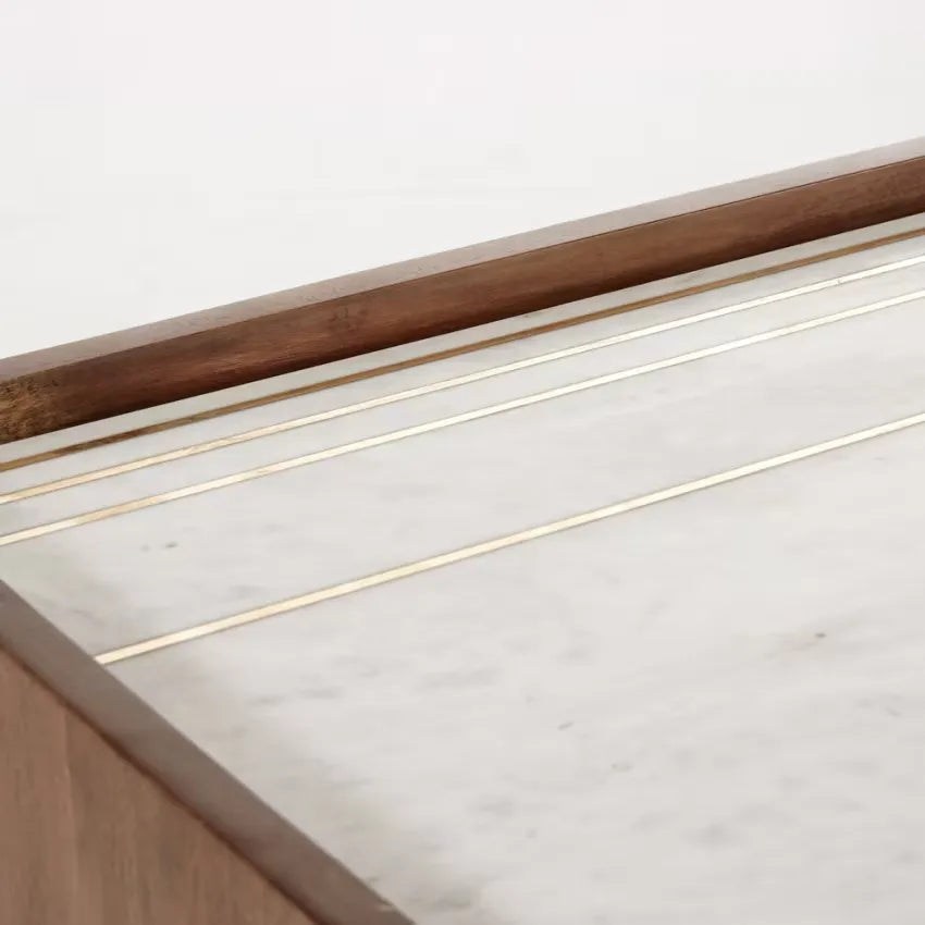 Bureau Japandi Acacia Massif & Marbre Blanc – Cappuccino