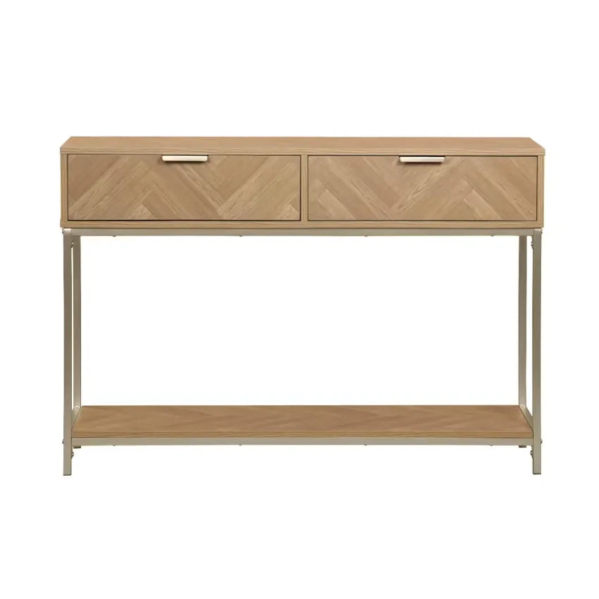 Console Japandi Chevrons Bois 2 tiroirs – Budapest