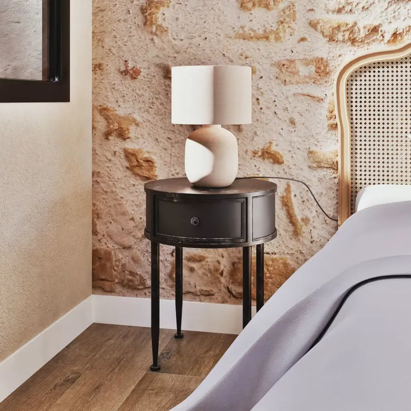 Lampe Japandi Céramique Beige & Jute – Saveria