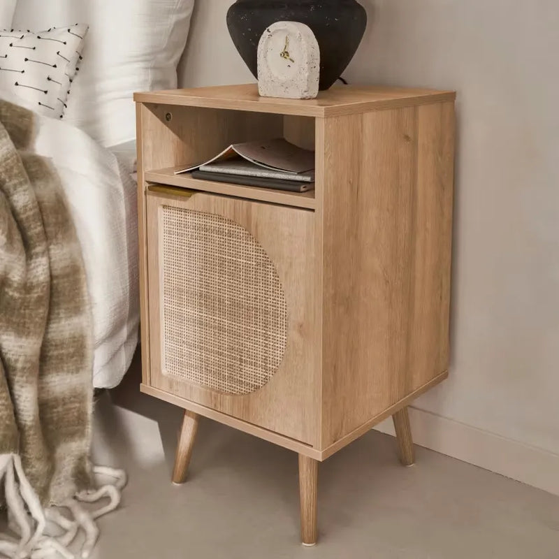 Tables de chevet Japandi Bois & Cannage Arrondi – Eva