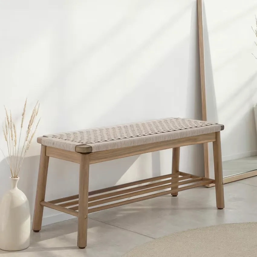 Banc Japandi Acacia & Corde Beige – Tavao