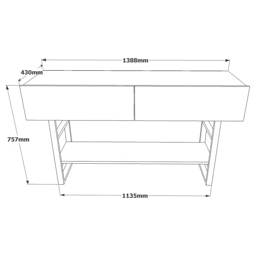 Console Japandi 2 Niches Fermées Effet Bois – Solea