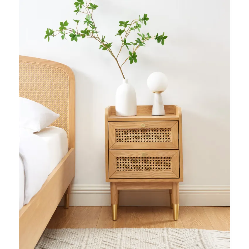 Table de chevet Japandi Chêne & Cannage – Leon