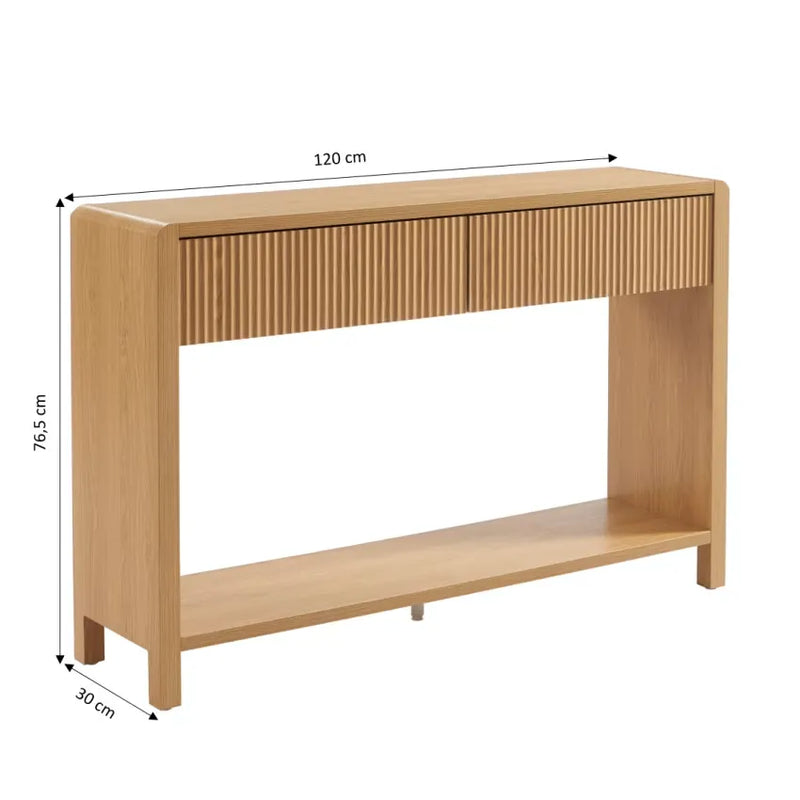 Console Japandi Bois Chêne 2 tiroirs 120 cm – Utica