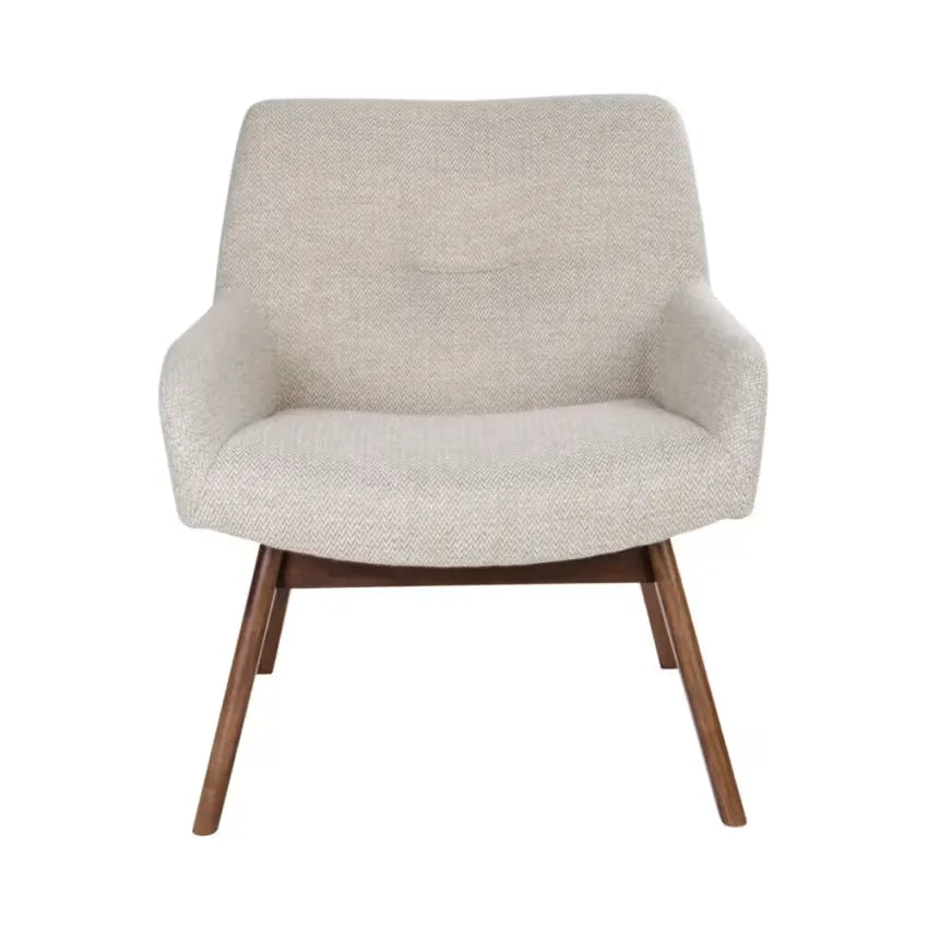 Fauteuil Japandi Tissu Écru & Bois Naturel – London